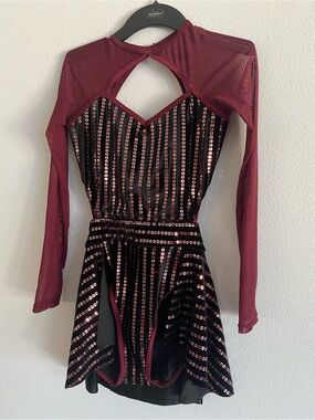 Weissman Burgundy and Black Sequin Dance Costume